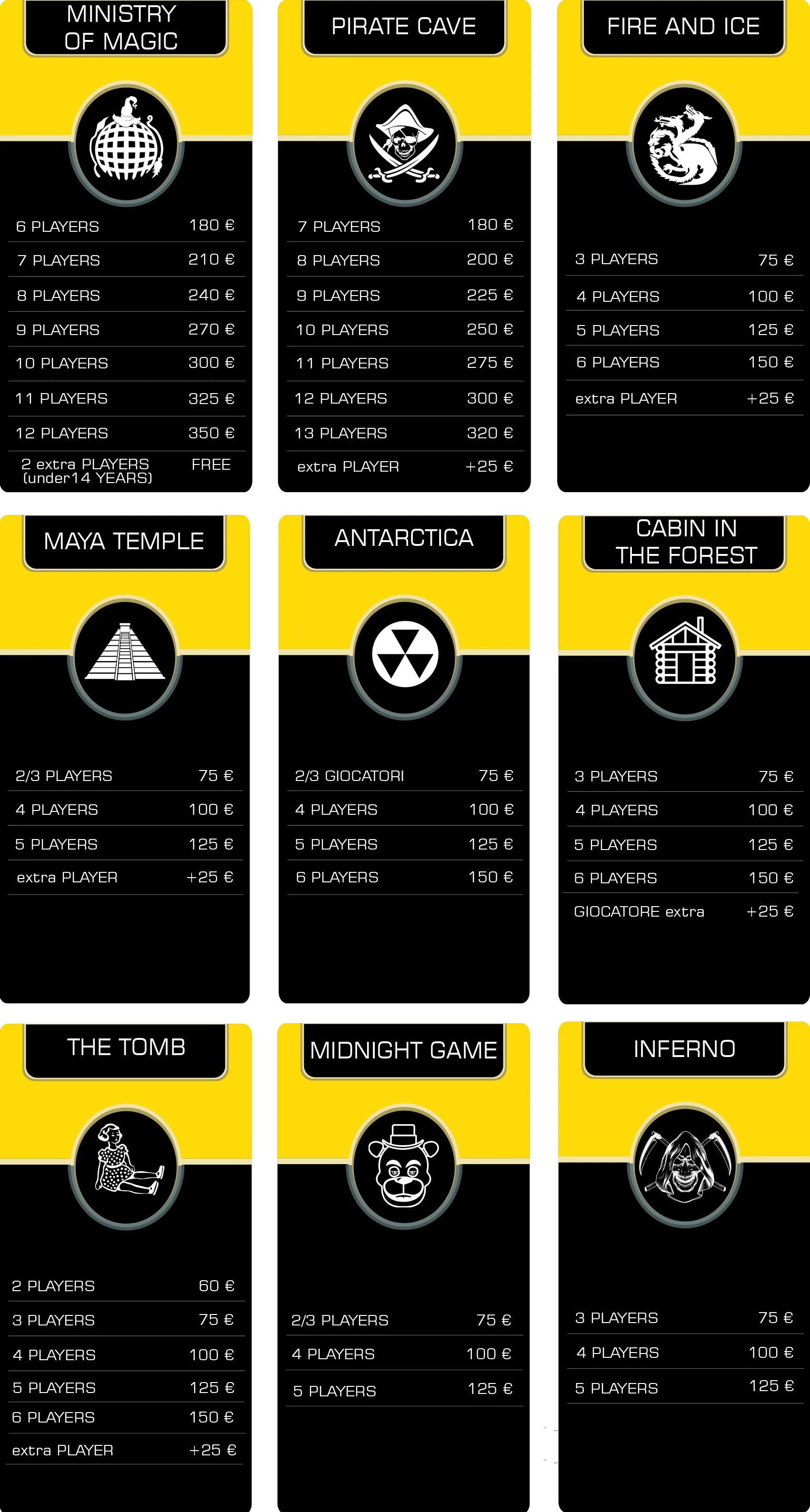 Trap Milano: Escape Room price list